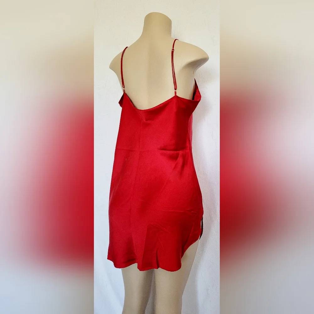 Victoria's Secret Gold Label Luxe 100%Silk SexyRed Slip Chemise Nightgown Medium - Picture 15 of 16